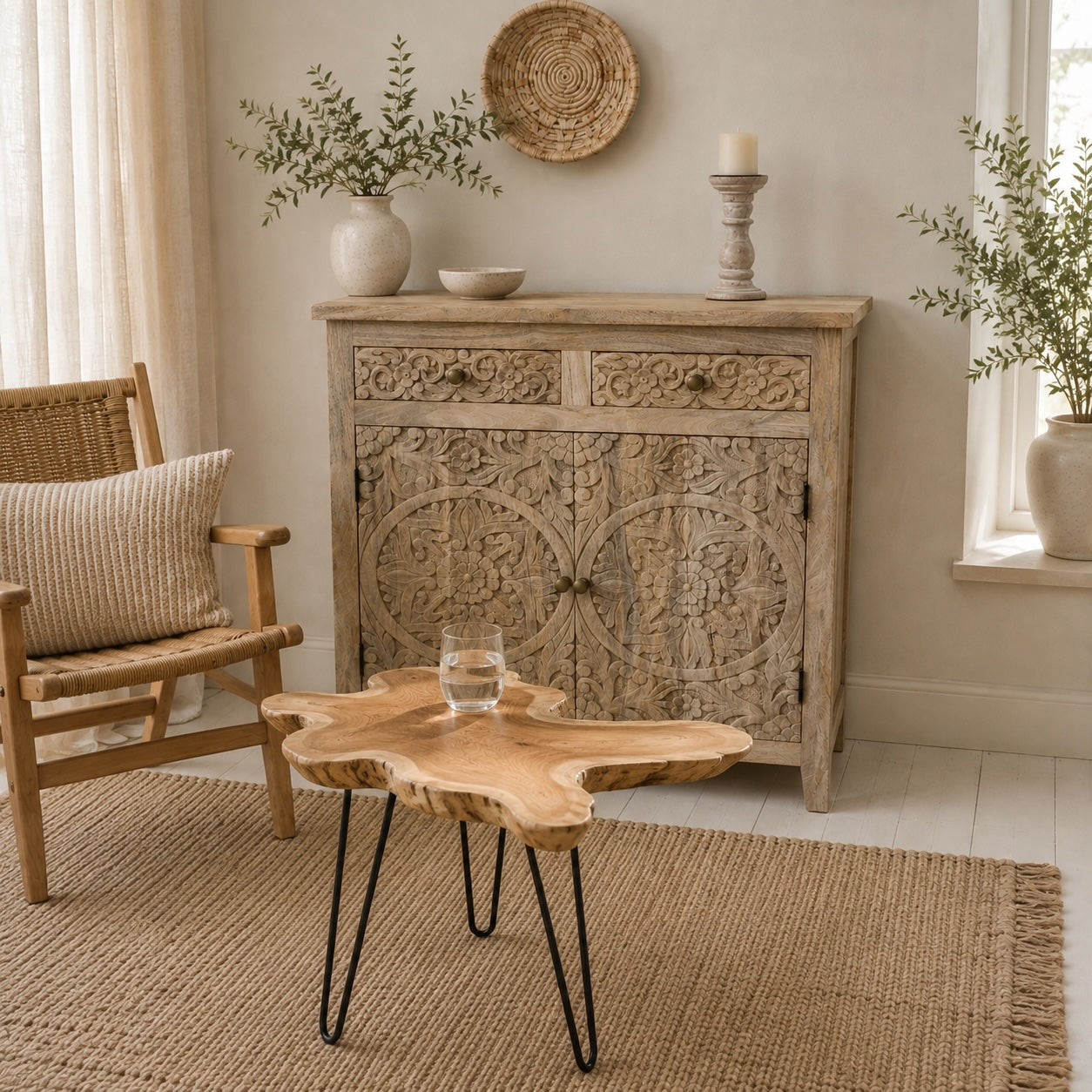 Large Wooden Bedside Table - Eden