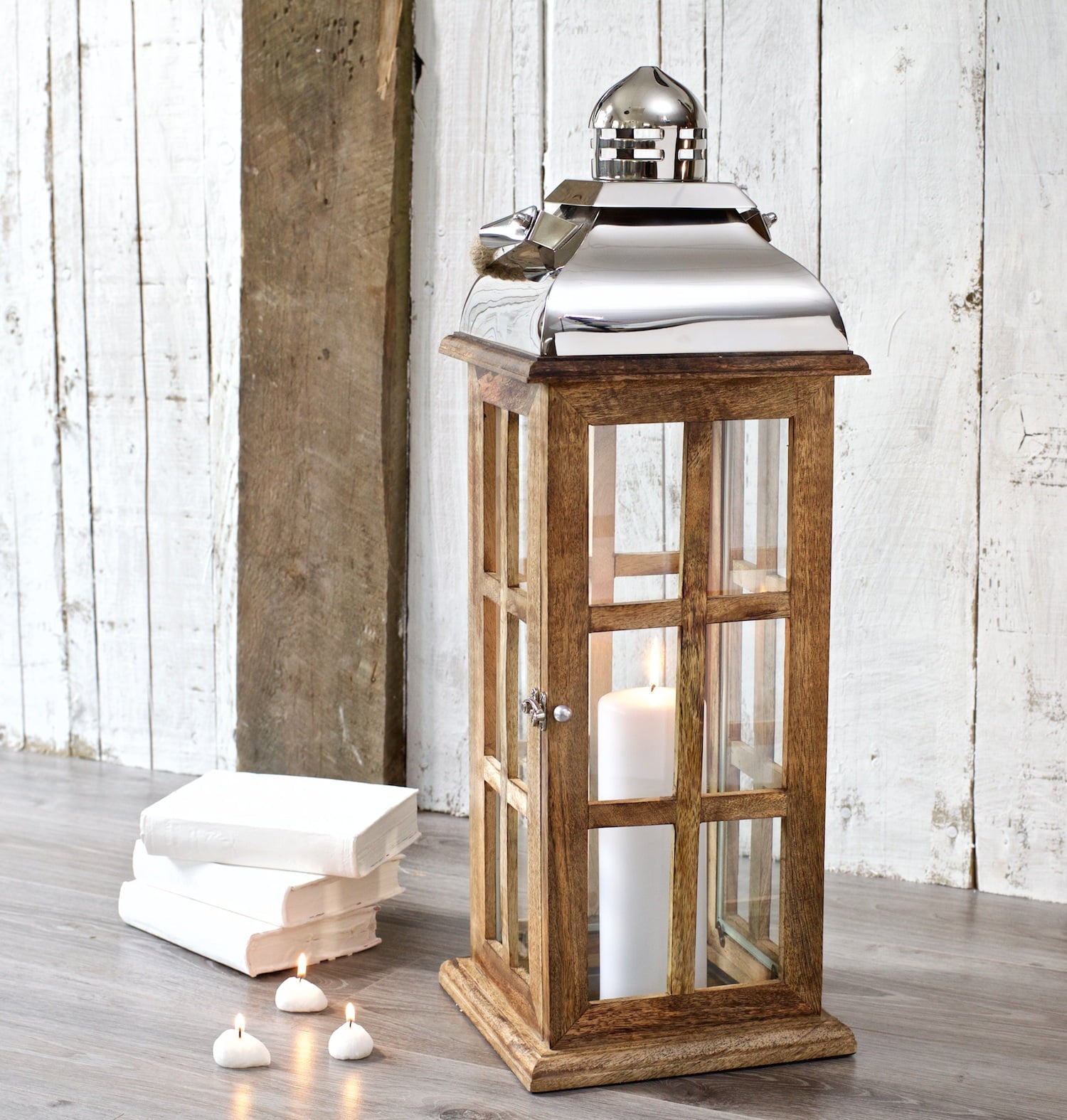 Tall phone box candle lantern