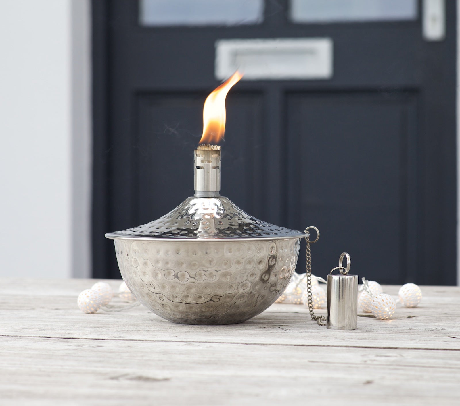 Silver garden oil lamp