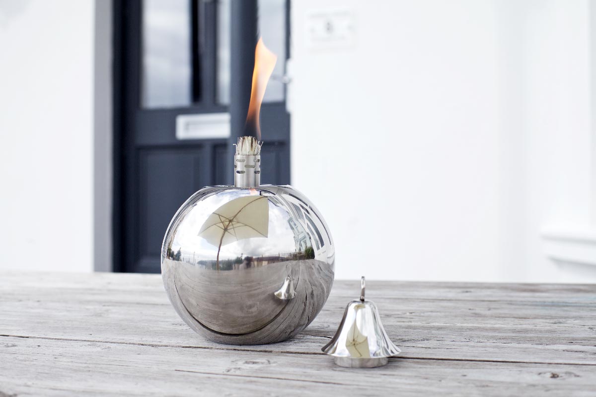 Small round stainless steel round oil lamp