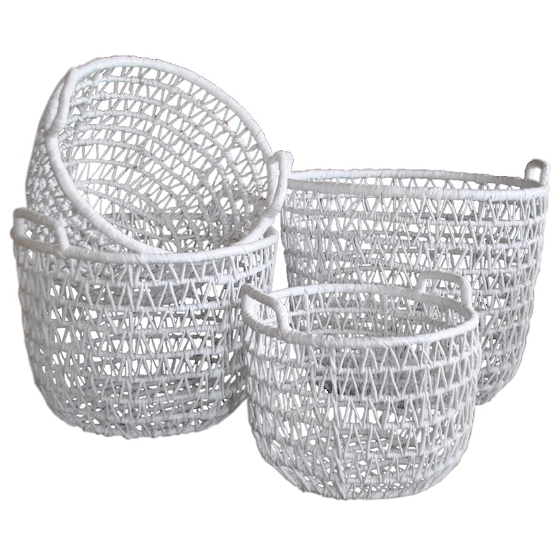 White wicker laundry basket