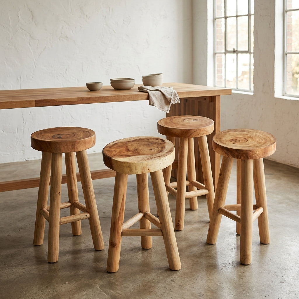 Rustic Wood Kitchen Stool