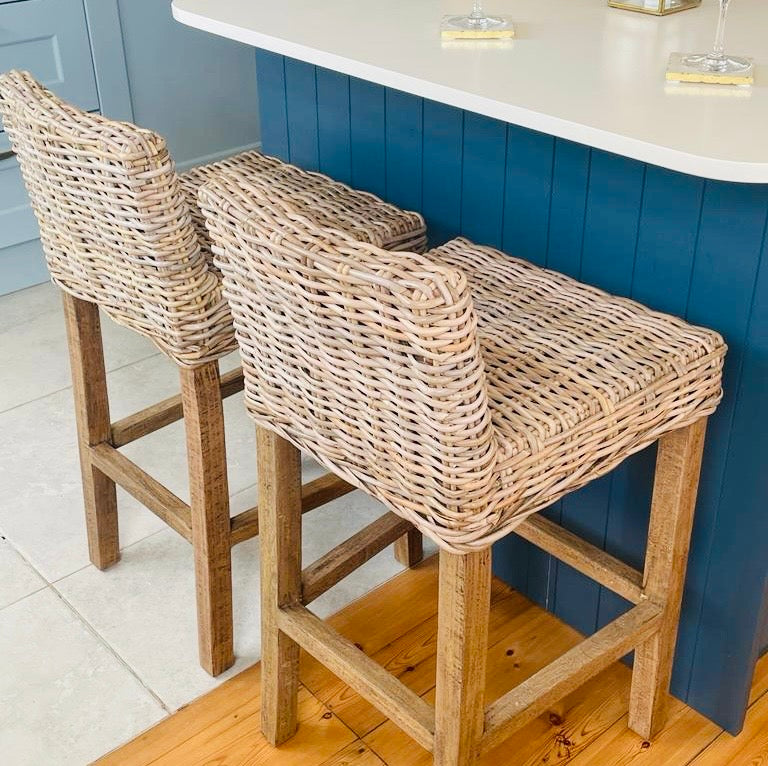 Rattan kitchen stool detailed shot