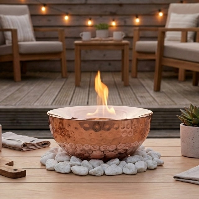 Garden Gel Table Top Fire Pit Lamp Hammered - Copper