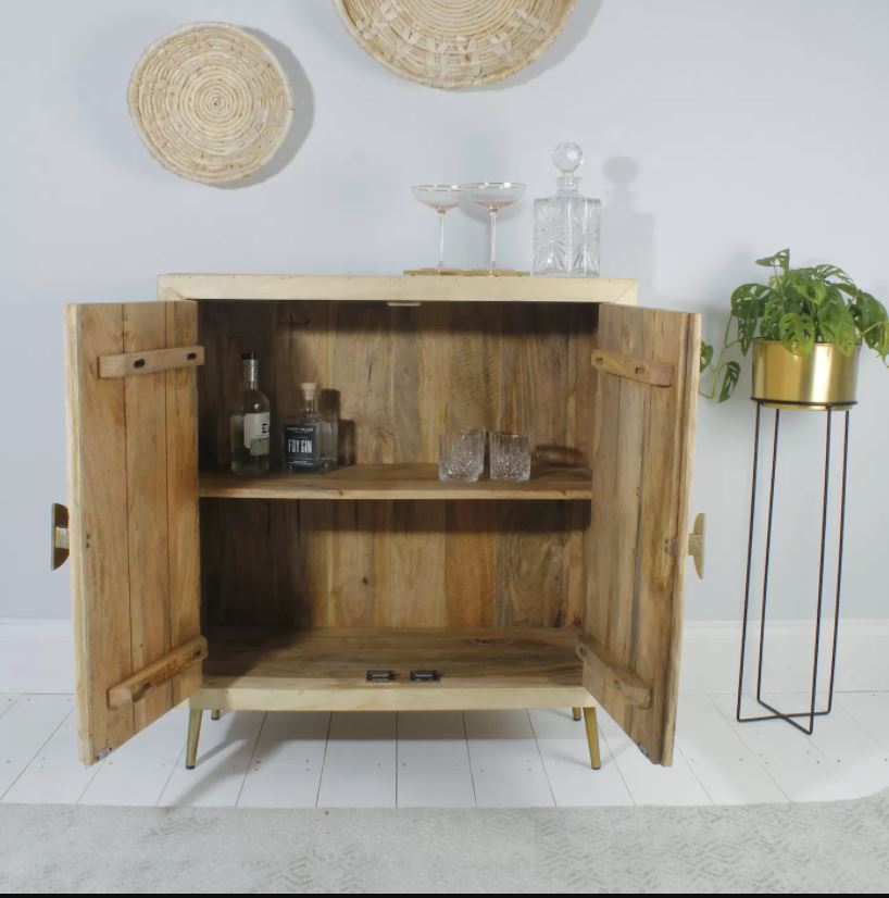 Doors Open of the Accent Wood Natural Sideboard - Eloise