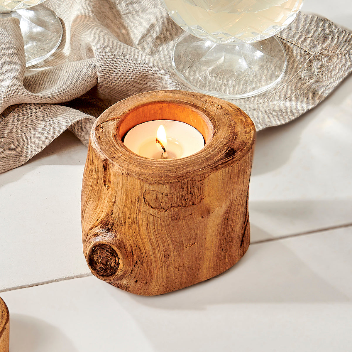 small wooden tealight holders