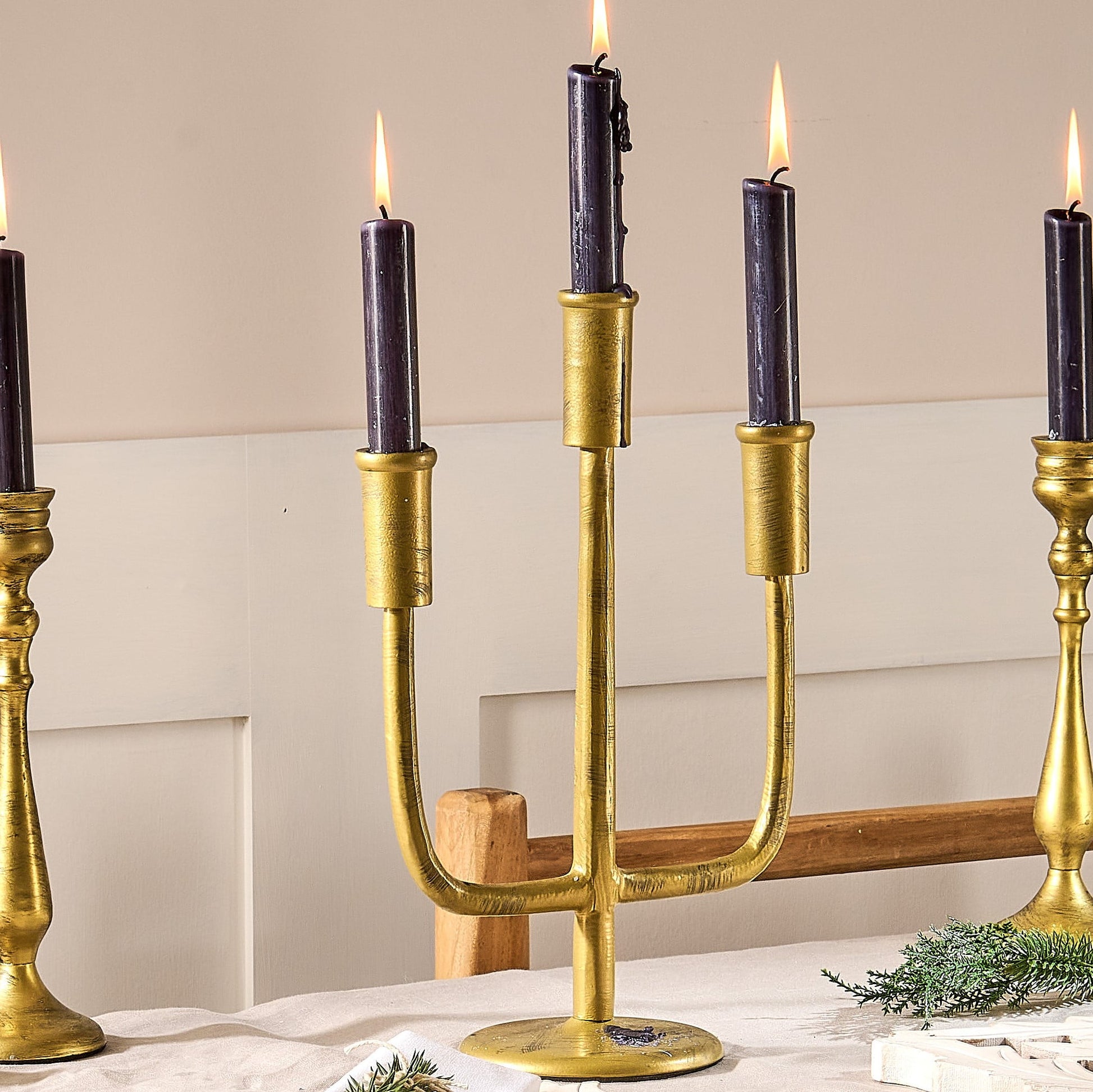 Antique brass candelabra candle holder