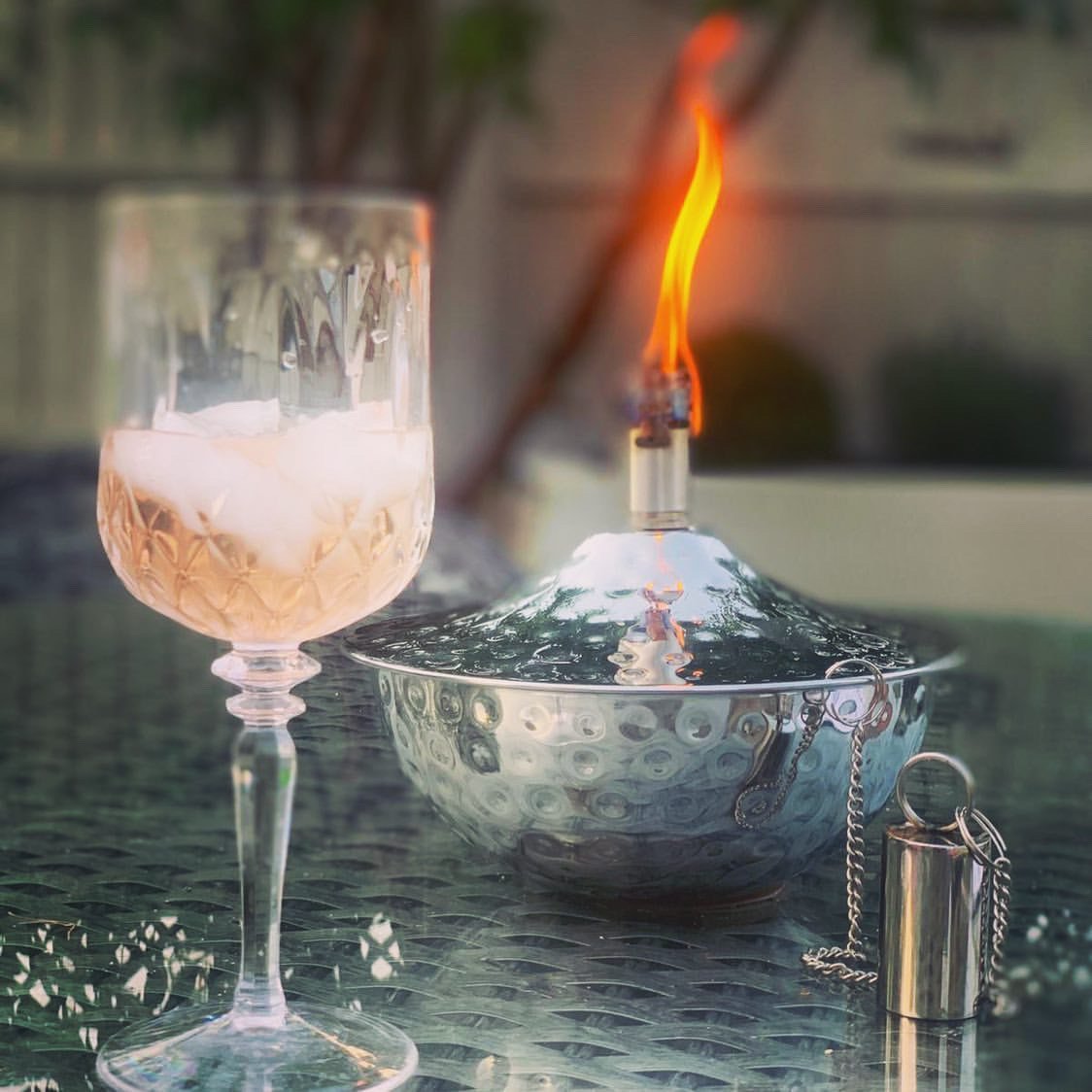 Table oil lamp silver citronella