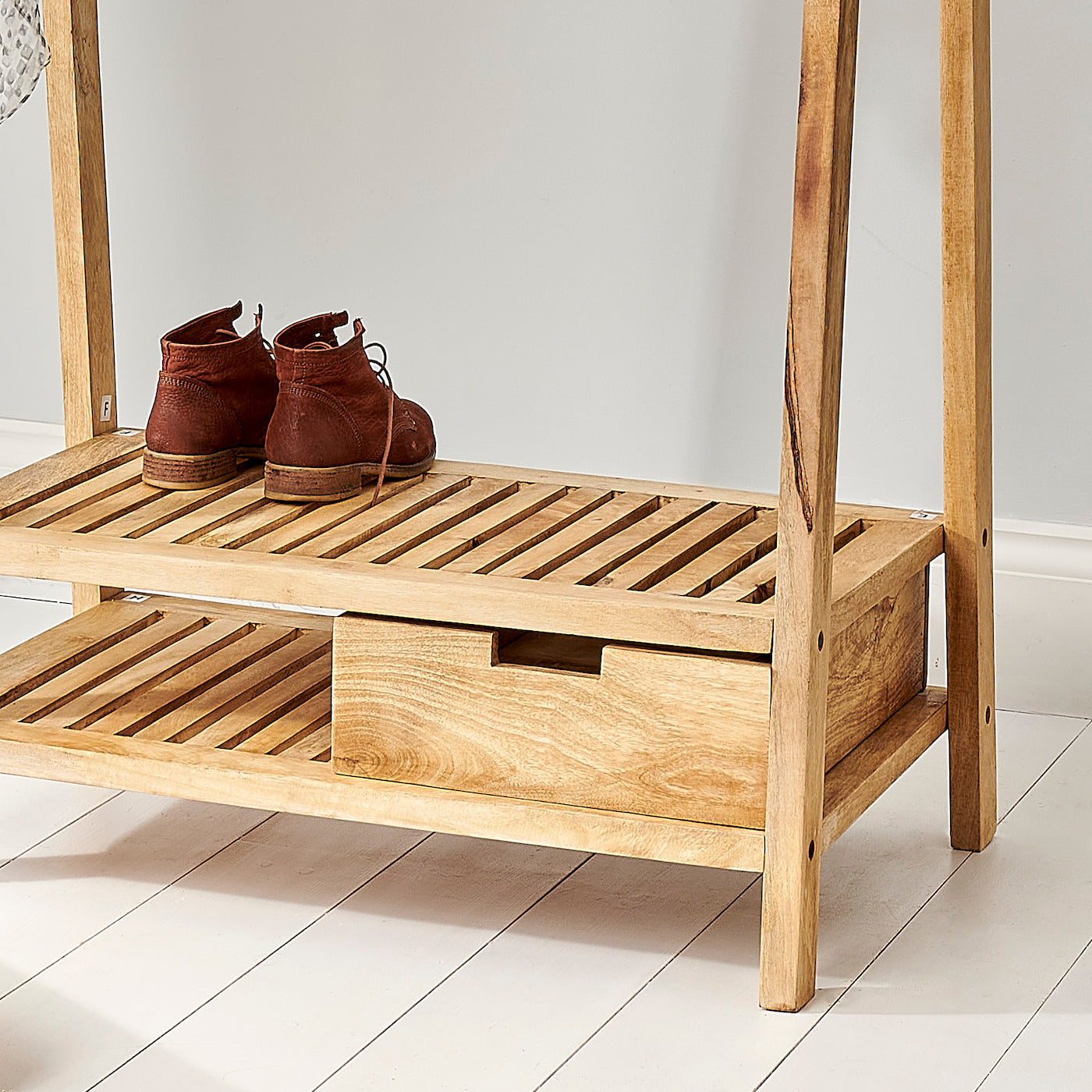 Storage Shelf of Mango Wood Clothes Rail - Stockholm