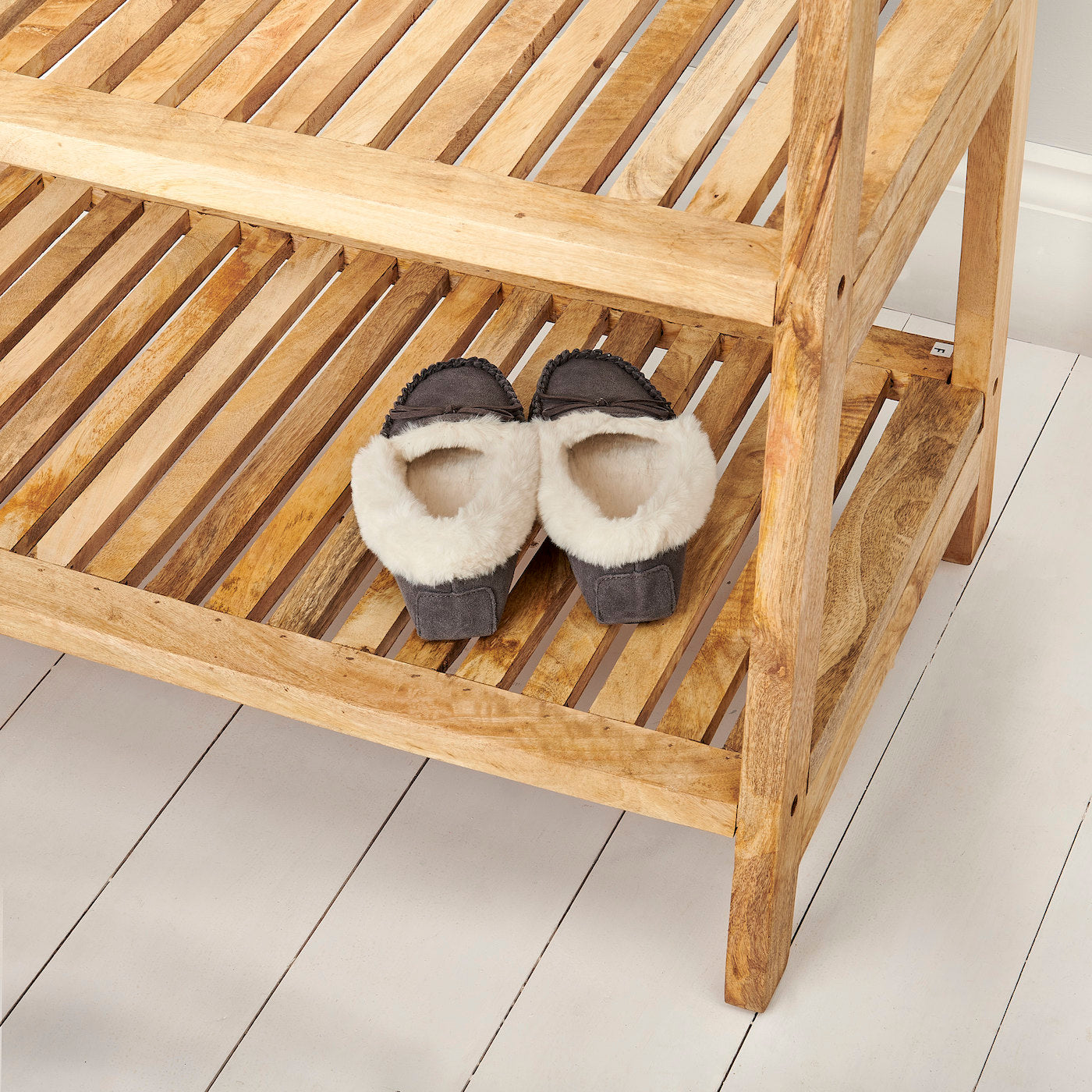 Bottom Shelf of Mango Wood Clothes Unit Large - Stockholm