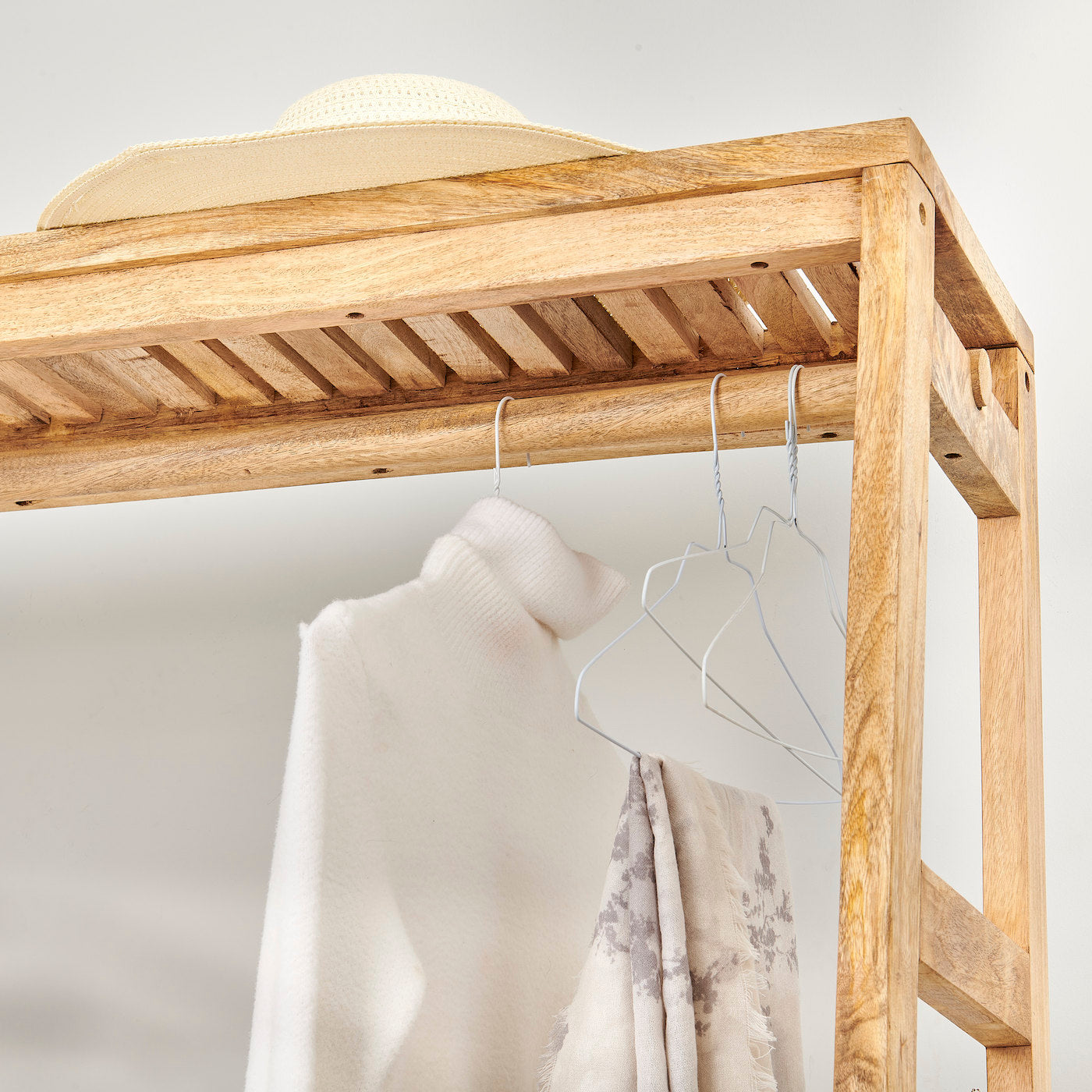 Top Shelf of Mango Wood Clothes Unit Large - Stockholm