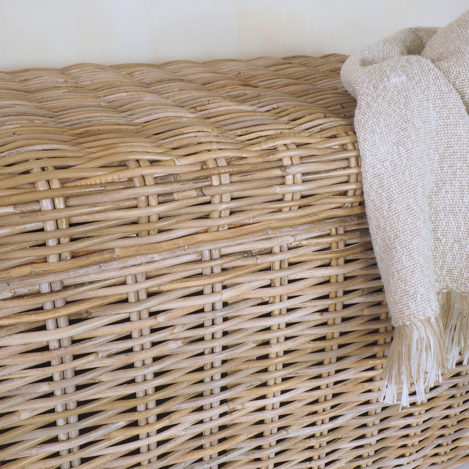 Rattan storage trunk detailed photo of wicker weave