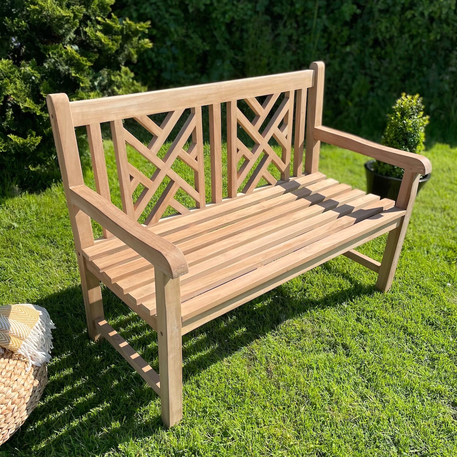 Garden Bench Two Seater - Amelia in Garden on grass