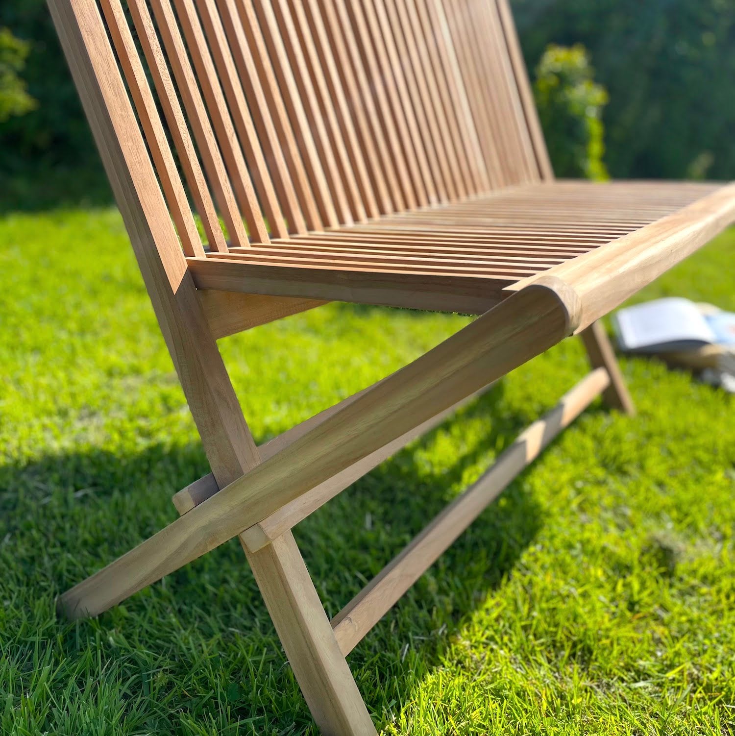 Side profile of Folding Garden Bench Teak Wood