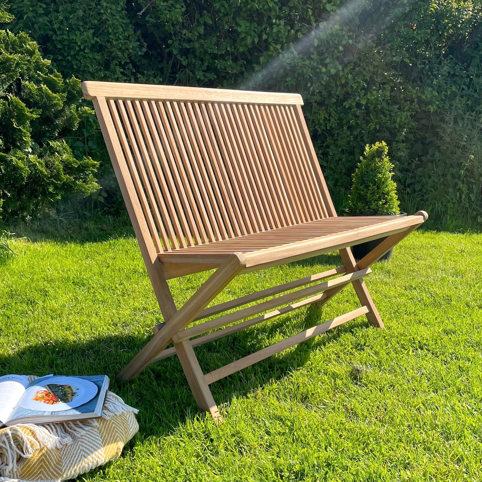 Folding Bench in Garden
