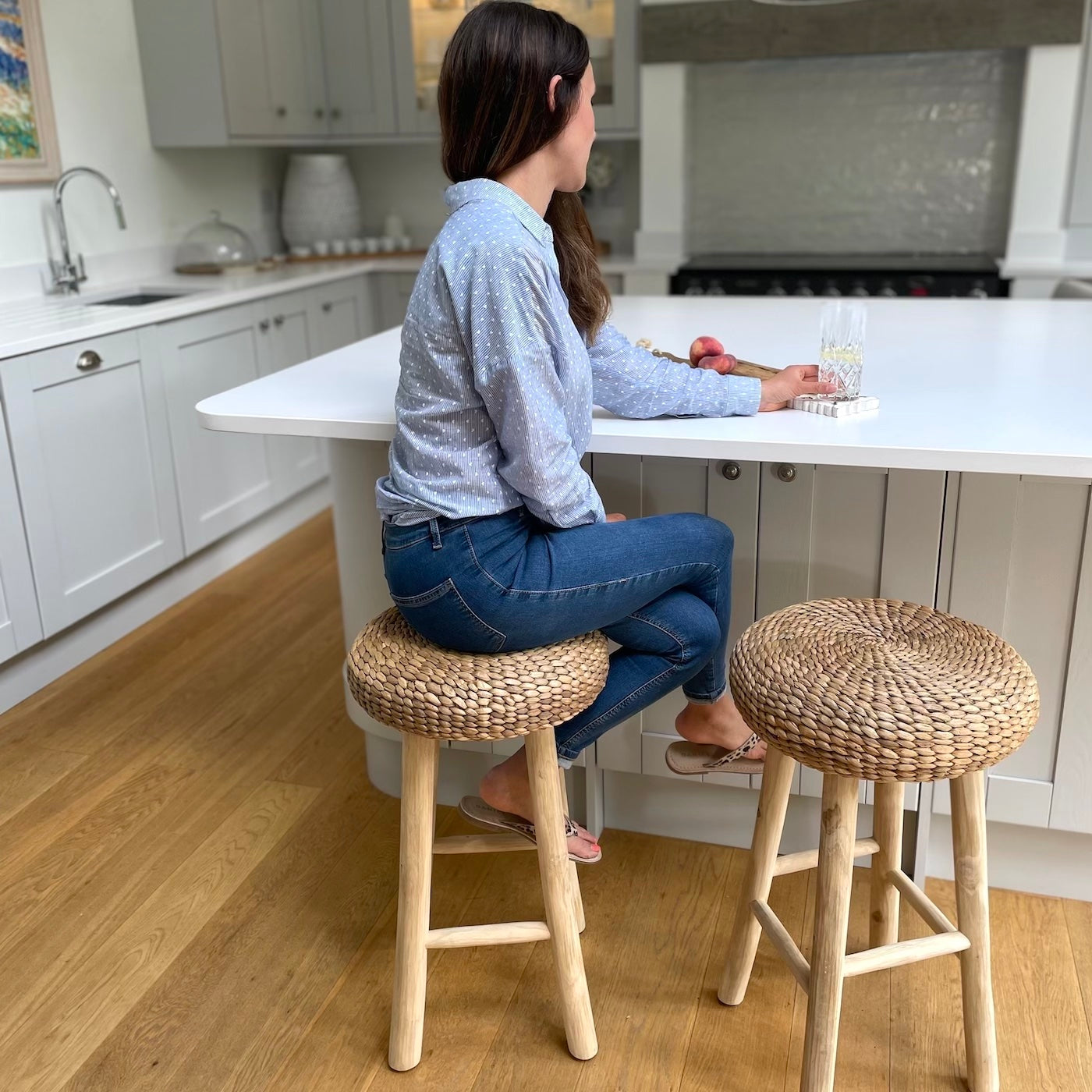 Rustic Bar Stool Round by Breakfast Bar