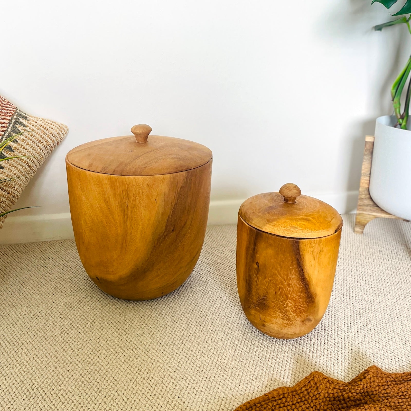 Rustic Wooden Pot with Lid