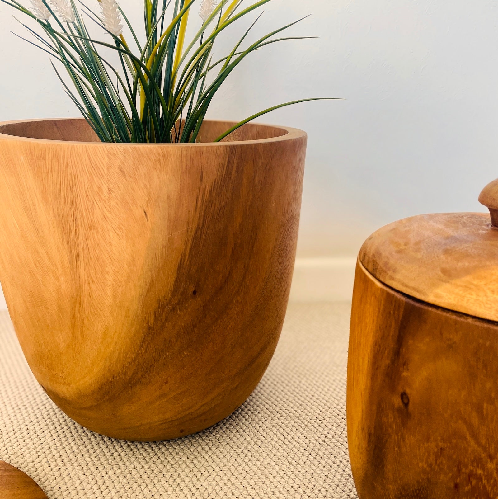 Rustic Wooden Pot with Lid