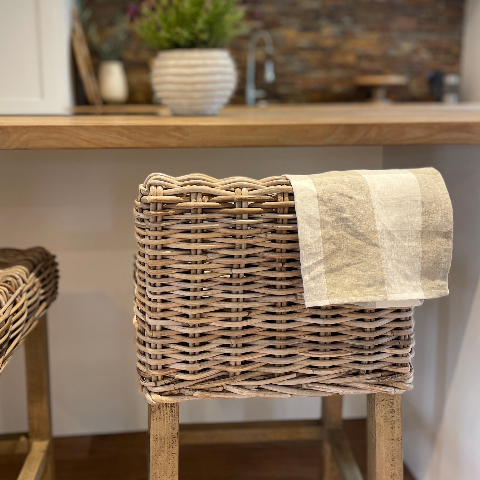 rattan kitchen stool details photo in kitchen