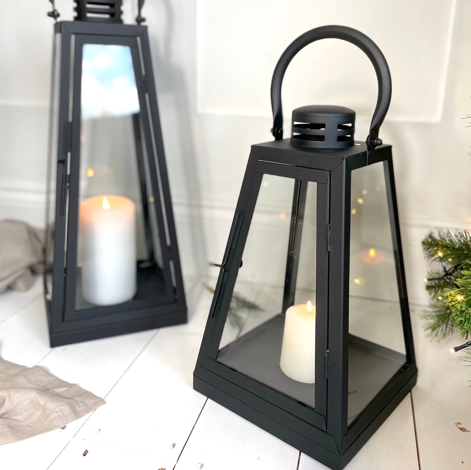 Tall Black Metal Lantern Indoor Lighting