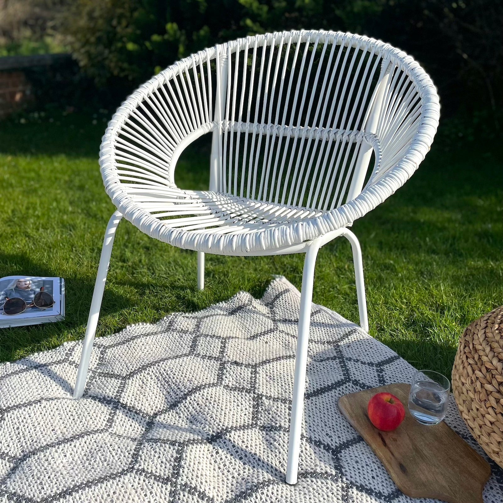 White Tub Chair Bamboo