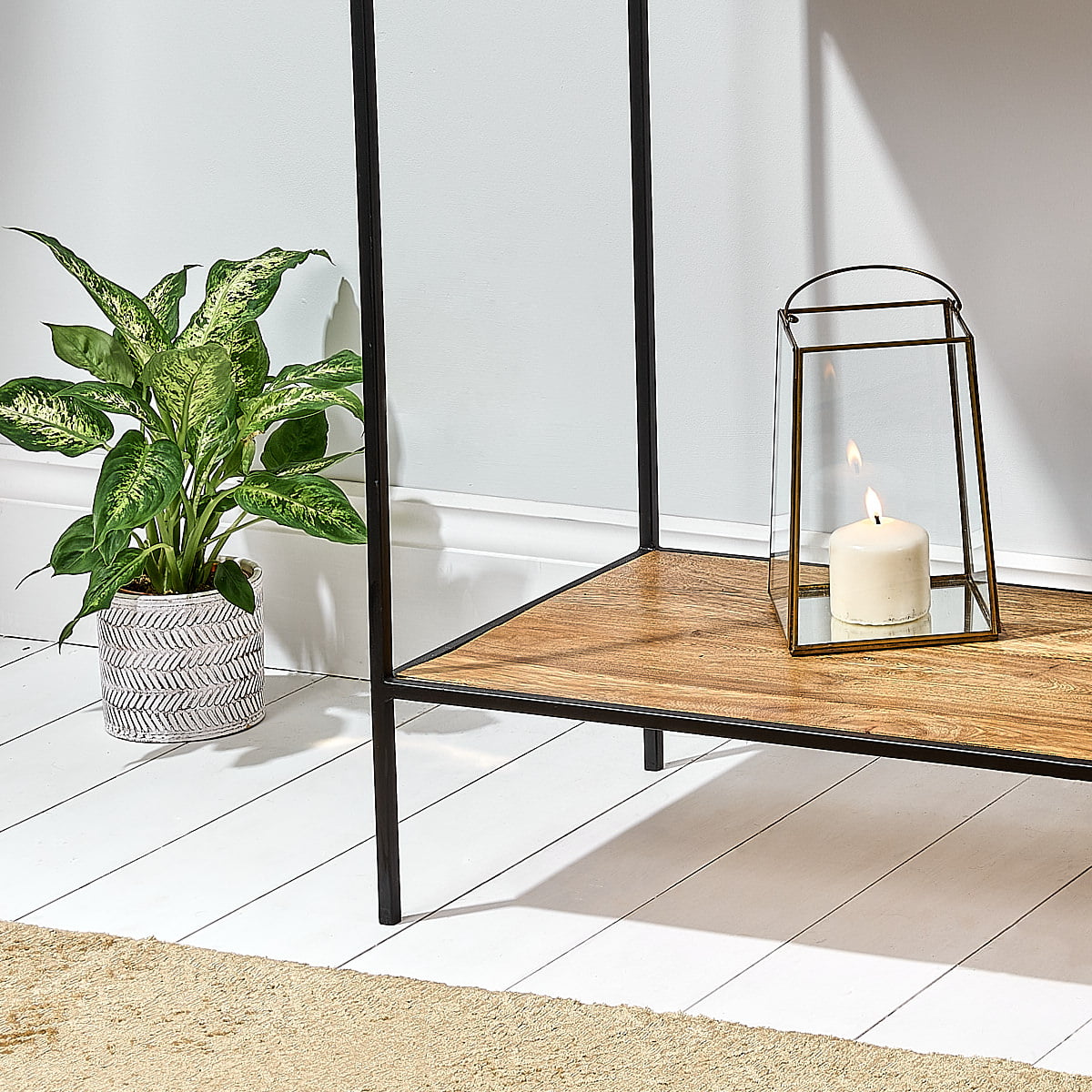 Industrial Hallway Console Table with Shelf
