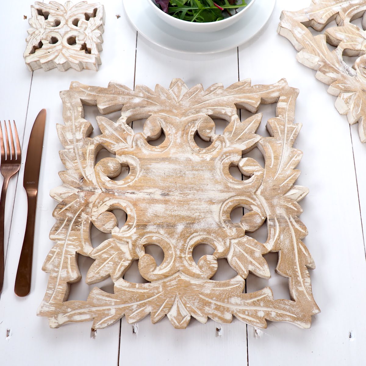 Wooden placemats and coasters