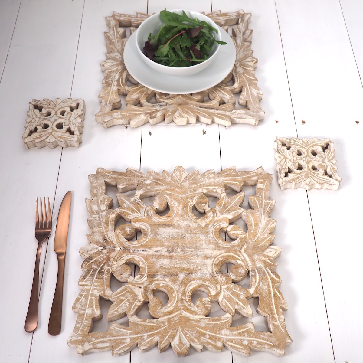 Wooden placemats and coasters