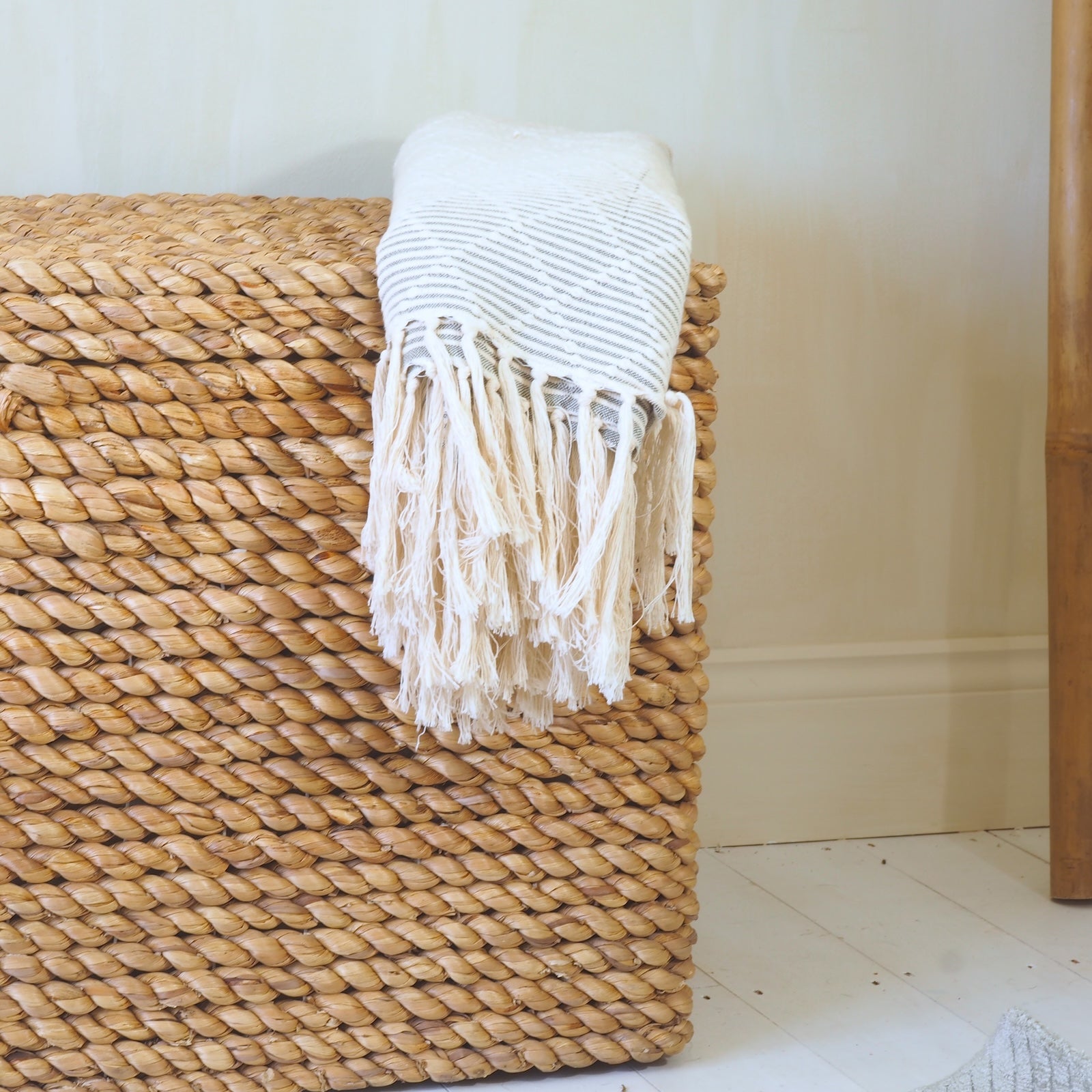 Detailed photo of wicker storage trunk