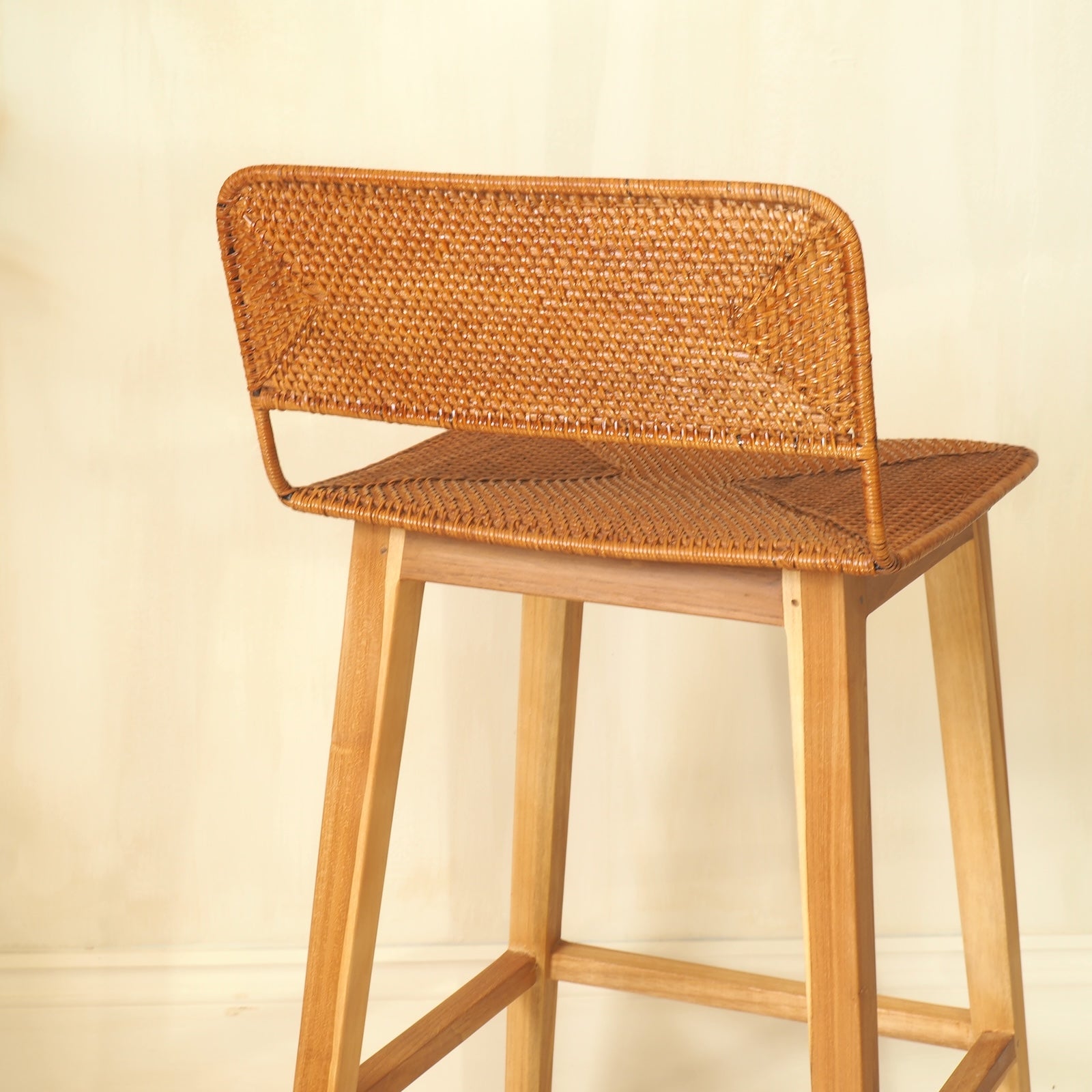 Detailed shot of wooden kitchen stool