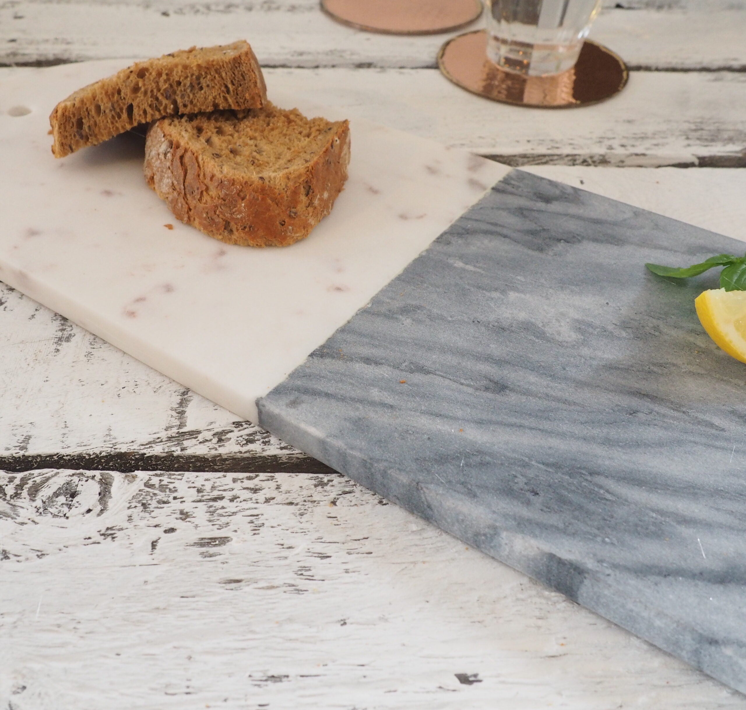 white marble chopping board