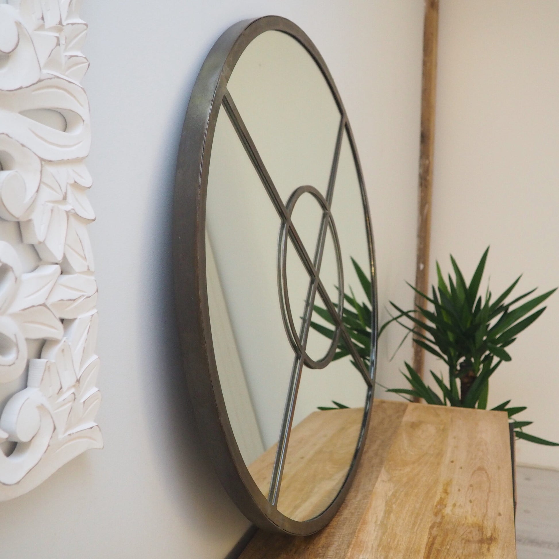 Large round mirror copper