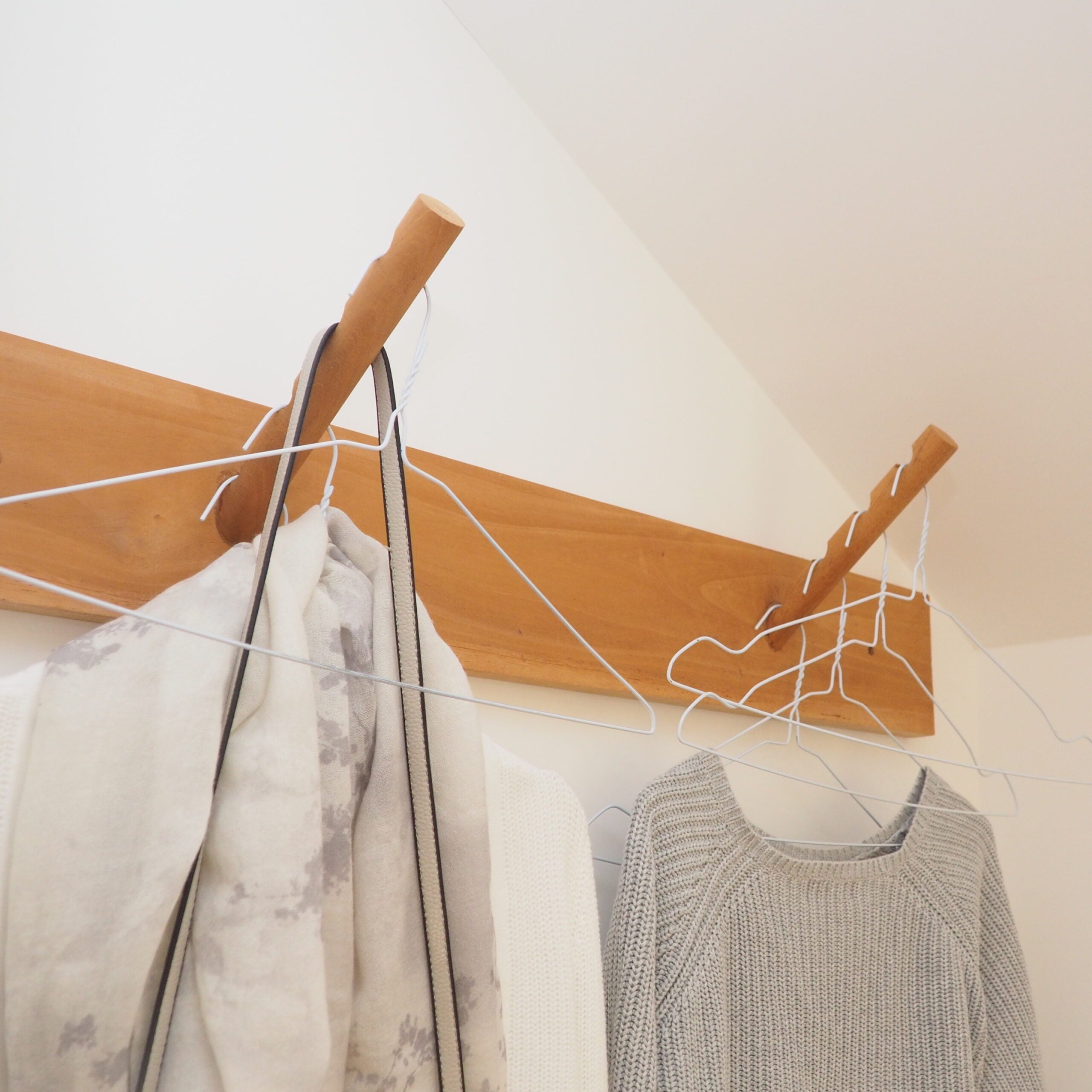 Wall Mounted Wooden Clothes Rack- Horizontal