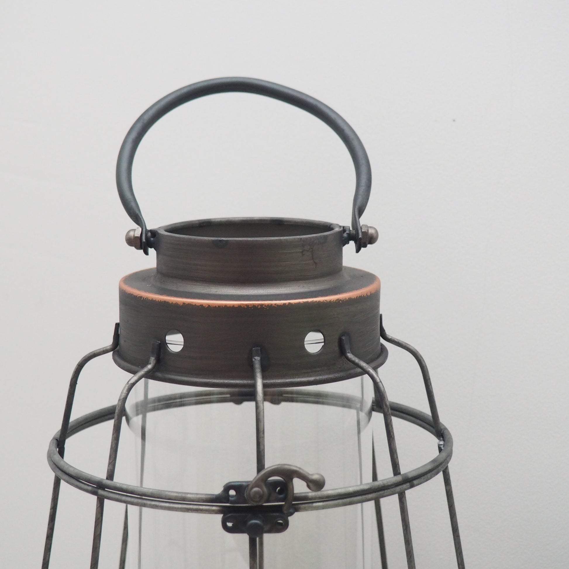 Antique industrial hurricane lantern silver