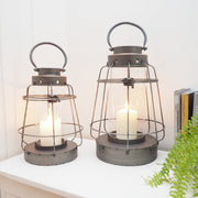 Silver industrial hurricane candle lantern