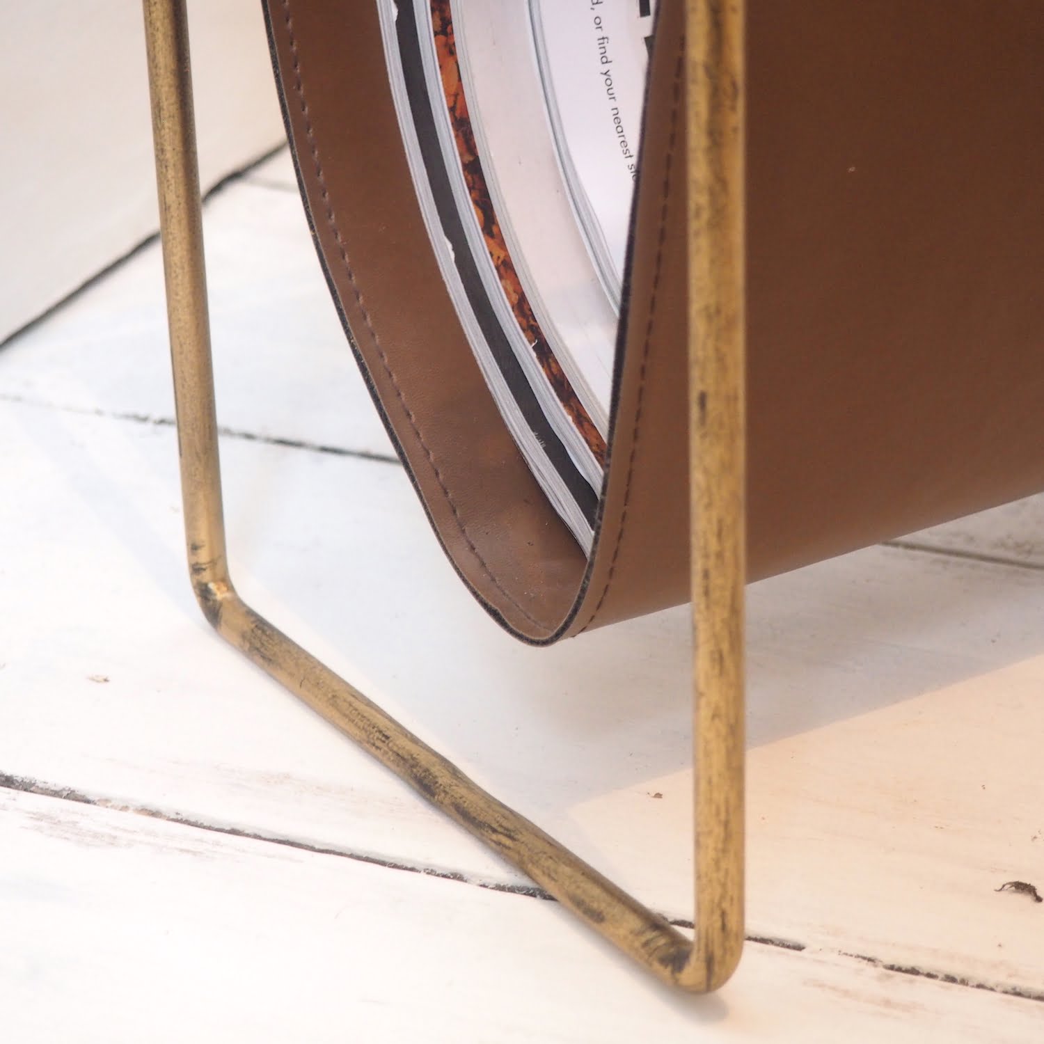Leather magazine holder