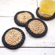 Round black wicker coasters
