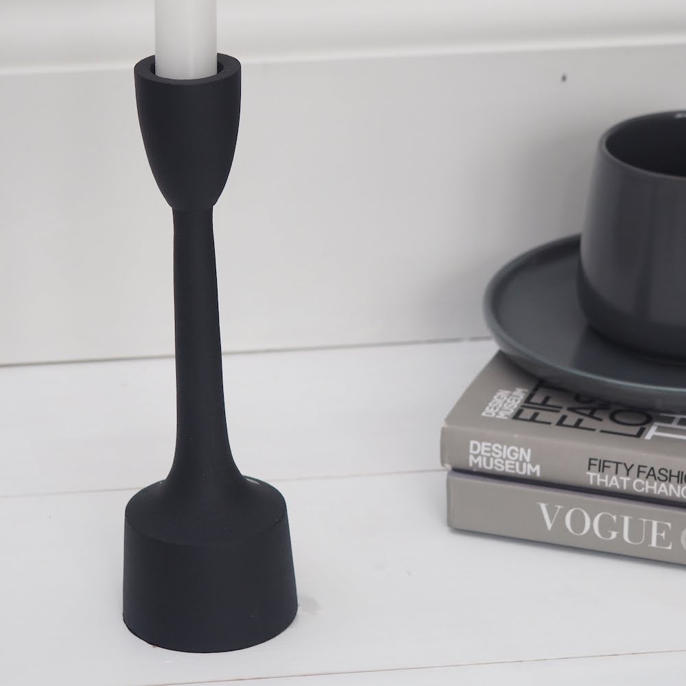 Small black metal candlestick