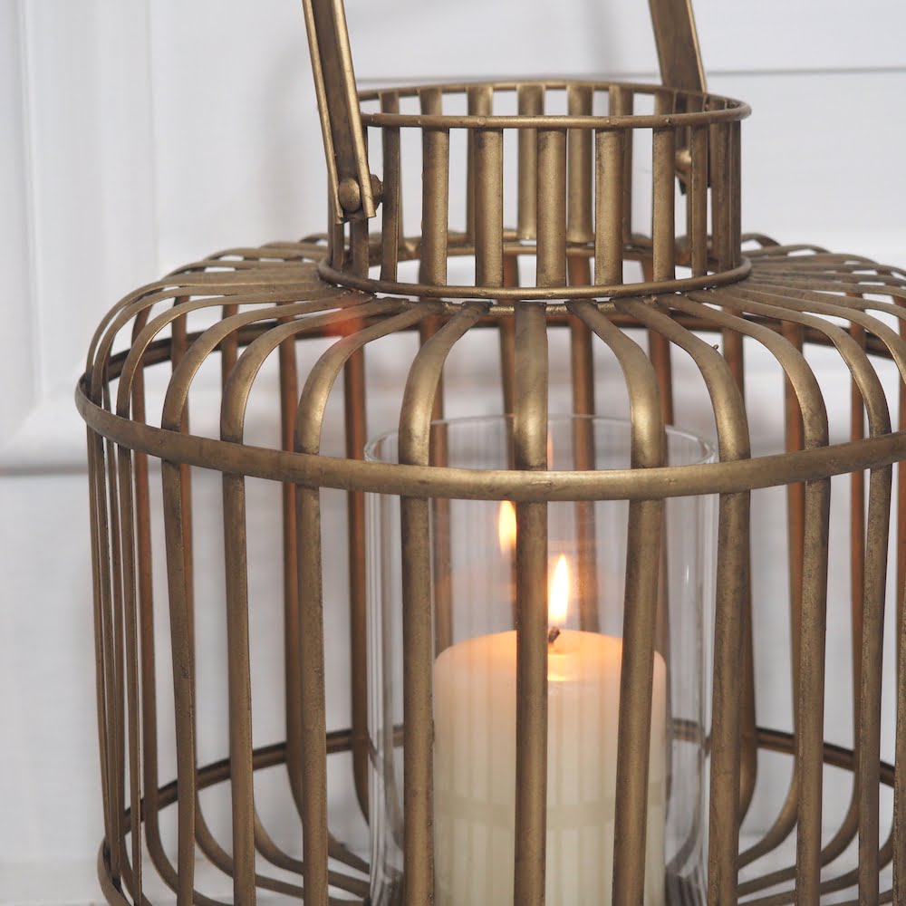 Large brass and glass hurricane lantern
