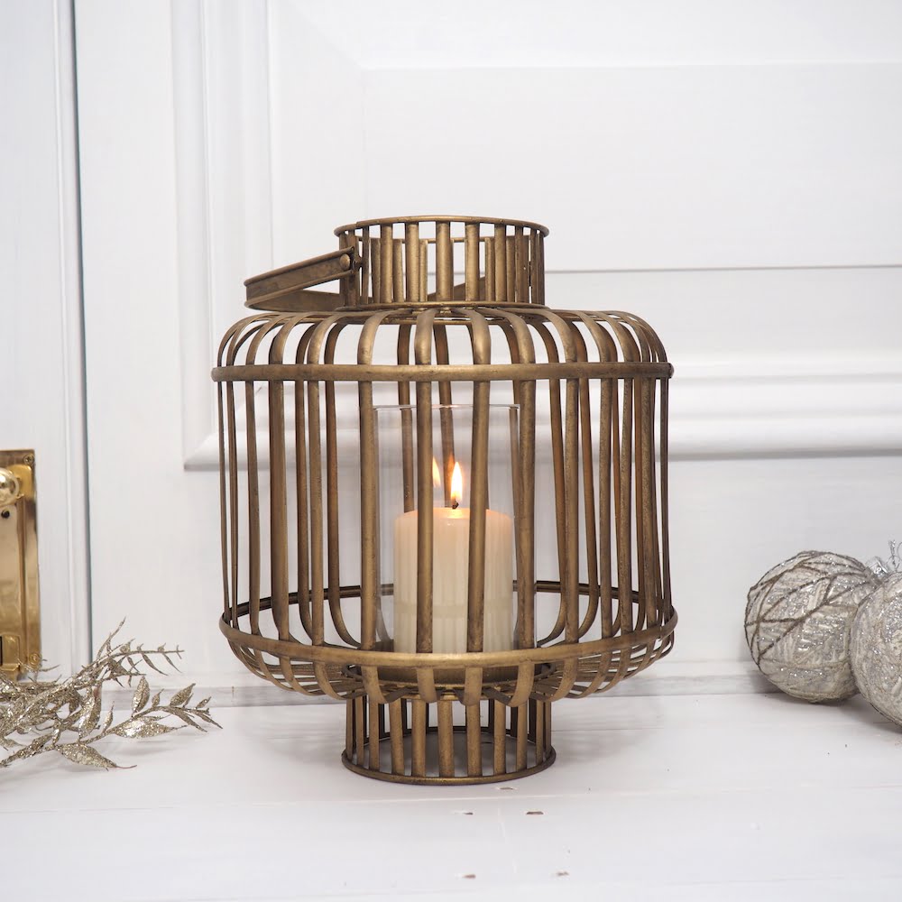 Large hangable bronze candle lantern