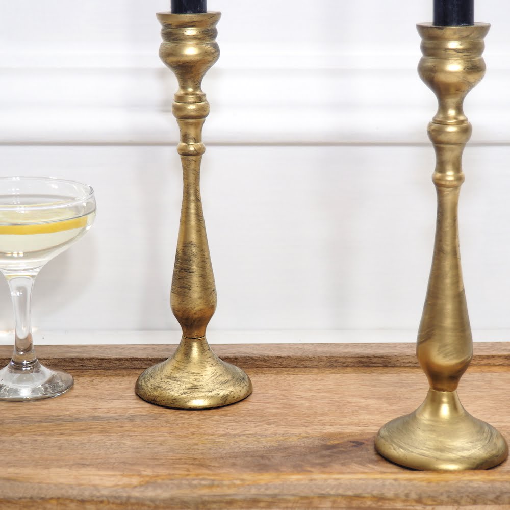 Antique gold metal candle holder brass