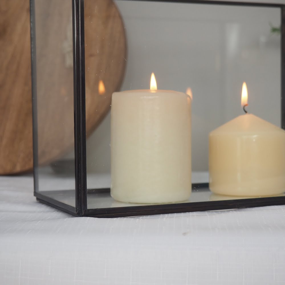 Black Candle Lantern Rectangular