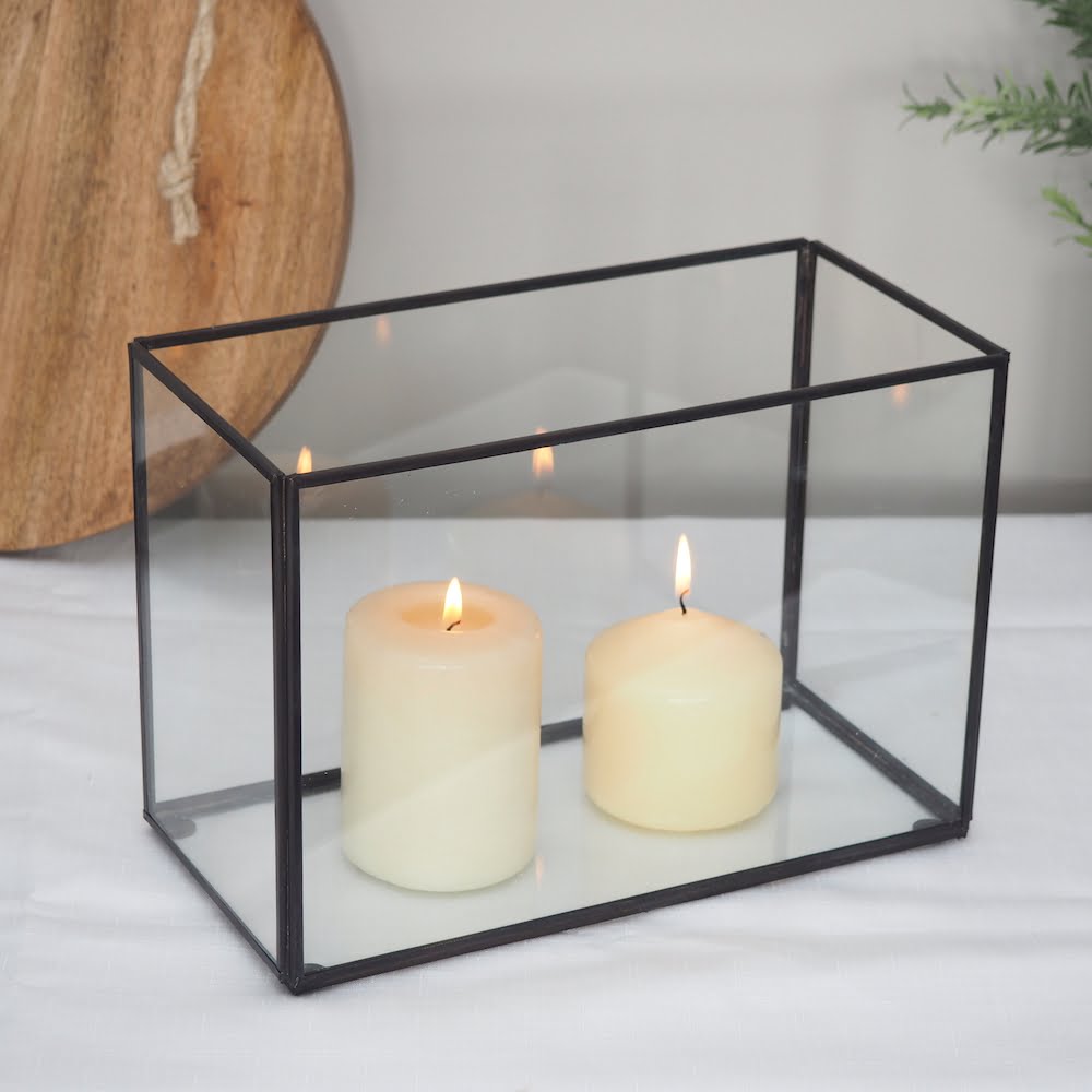 Black Candle Lantern Rectangular