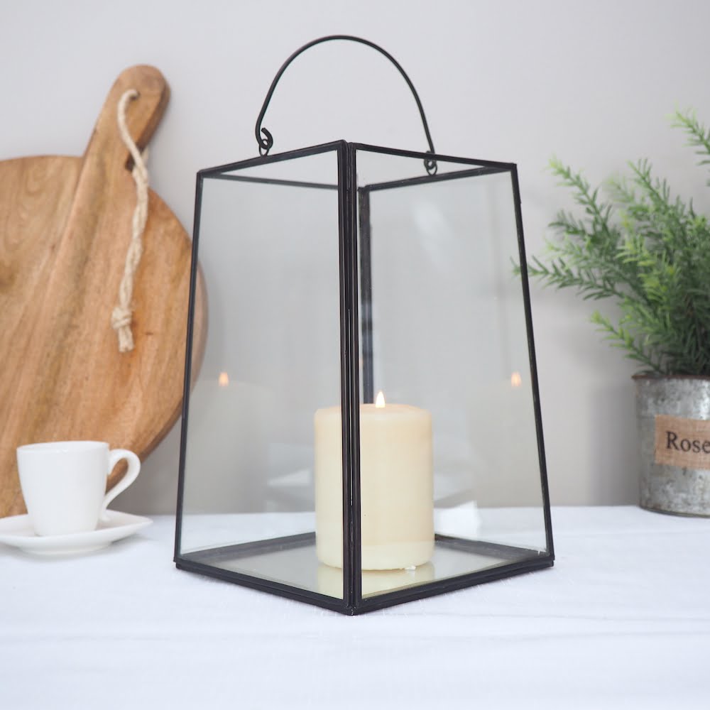 Black Pyramid Metal Lantern