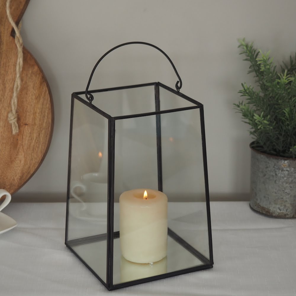 Black Pyramid Metal Lantern