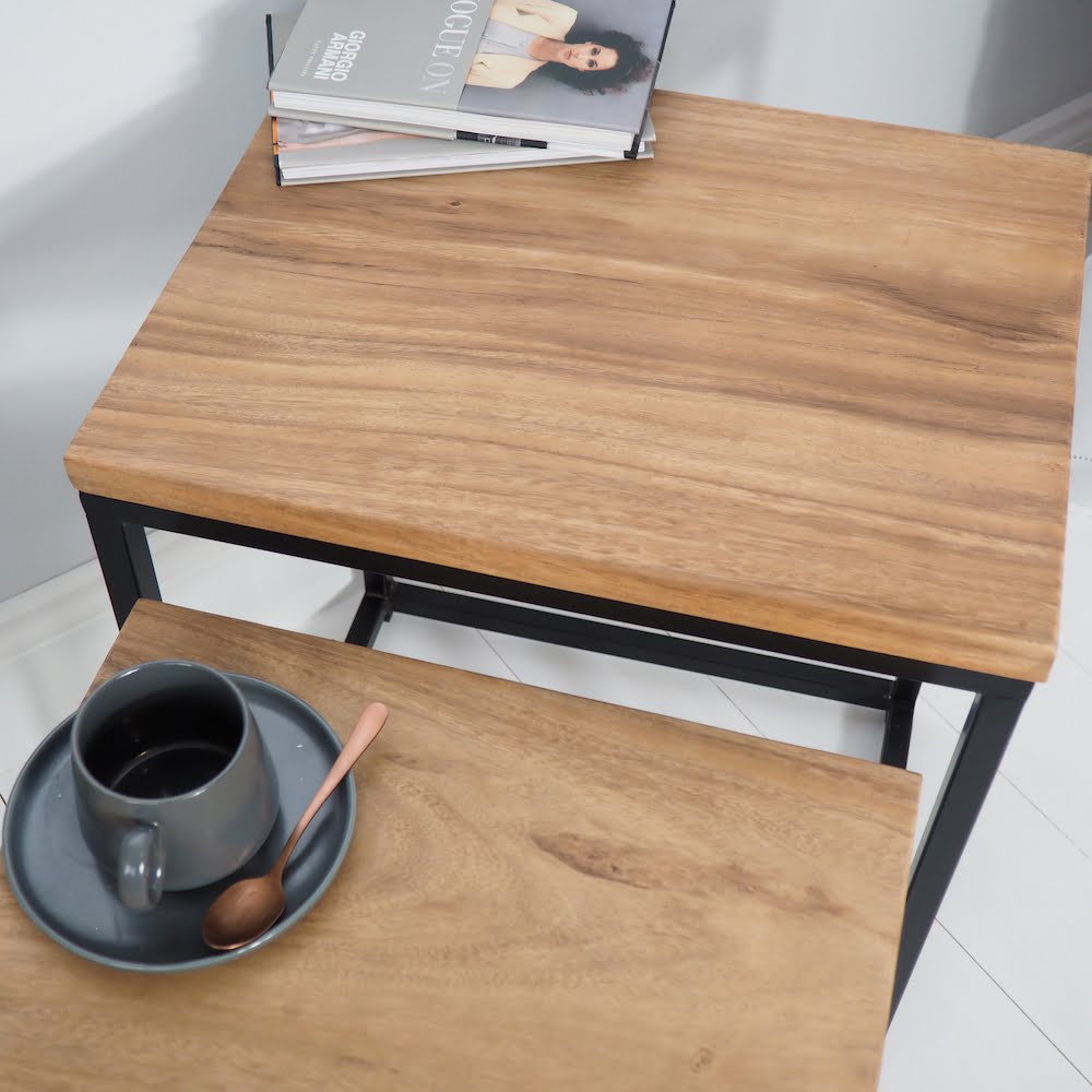 Nest of Two Natural Wood Tables