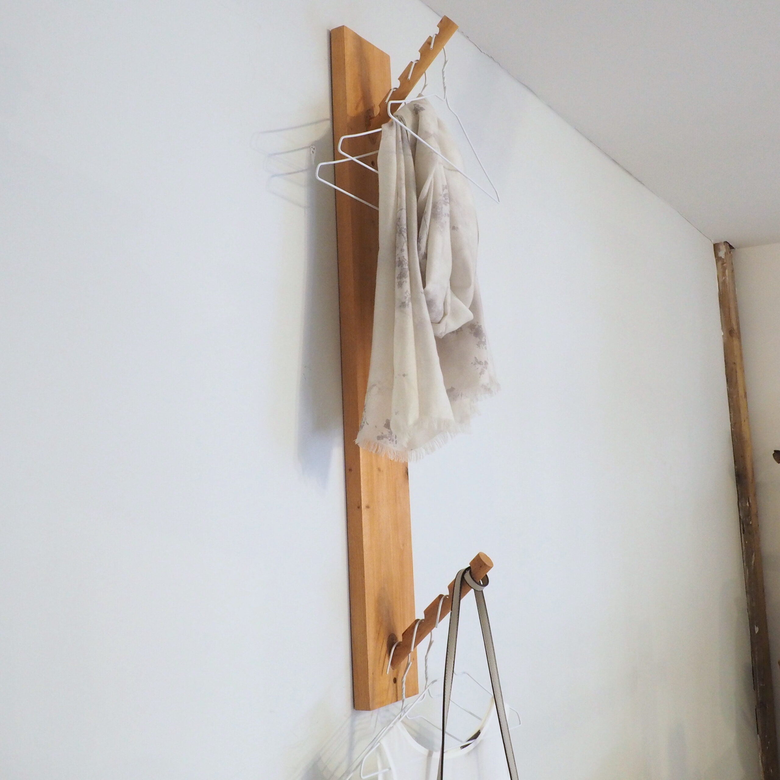 Wall Mounted Wooden Clothes Rack - Vertical