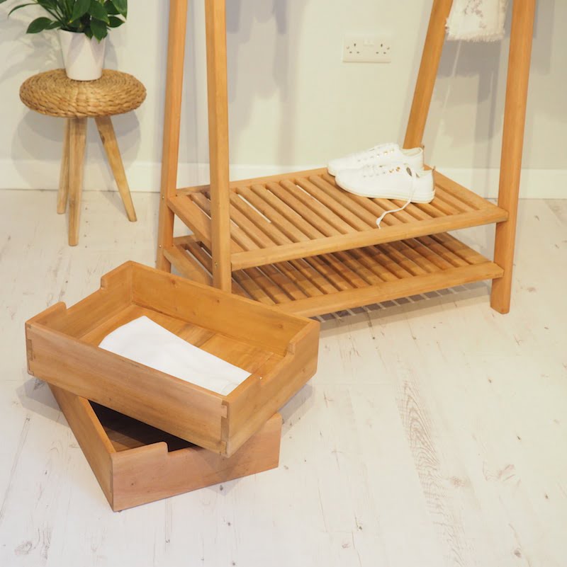 Wooden Clothes Rail Storage Space