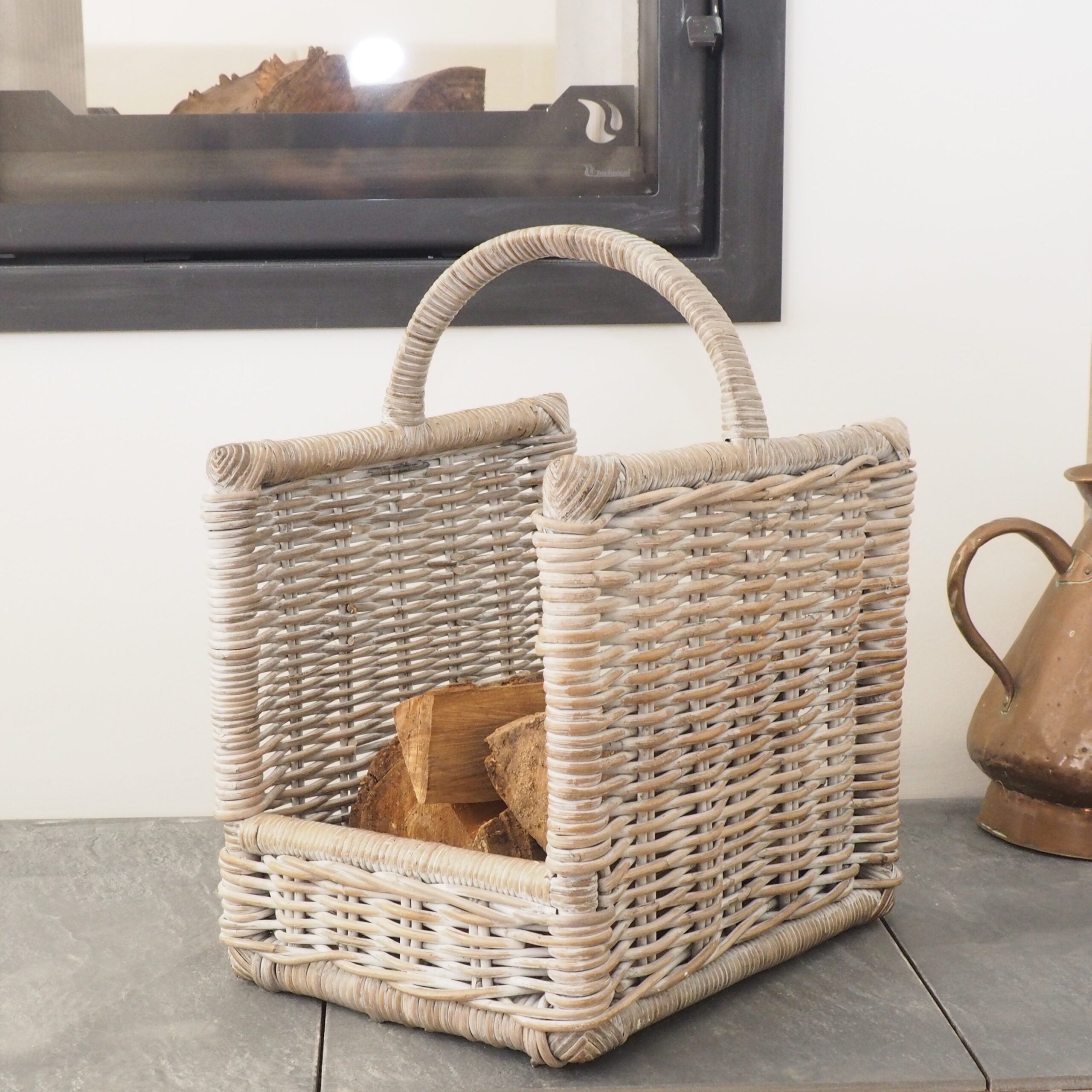 Large wicker log basket