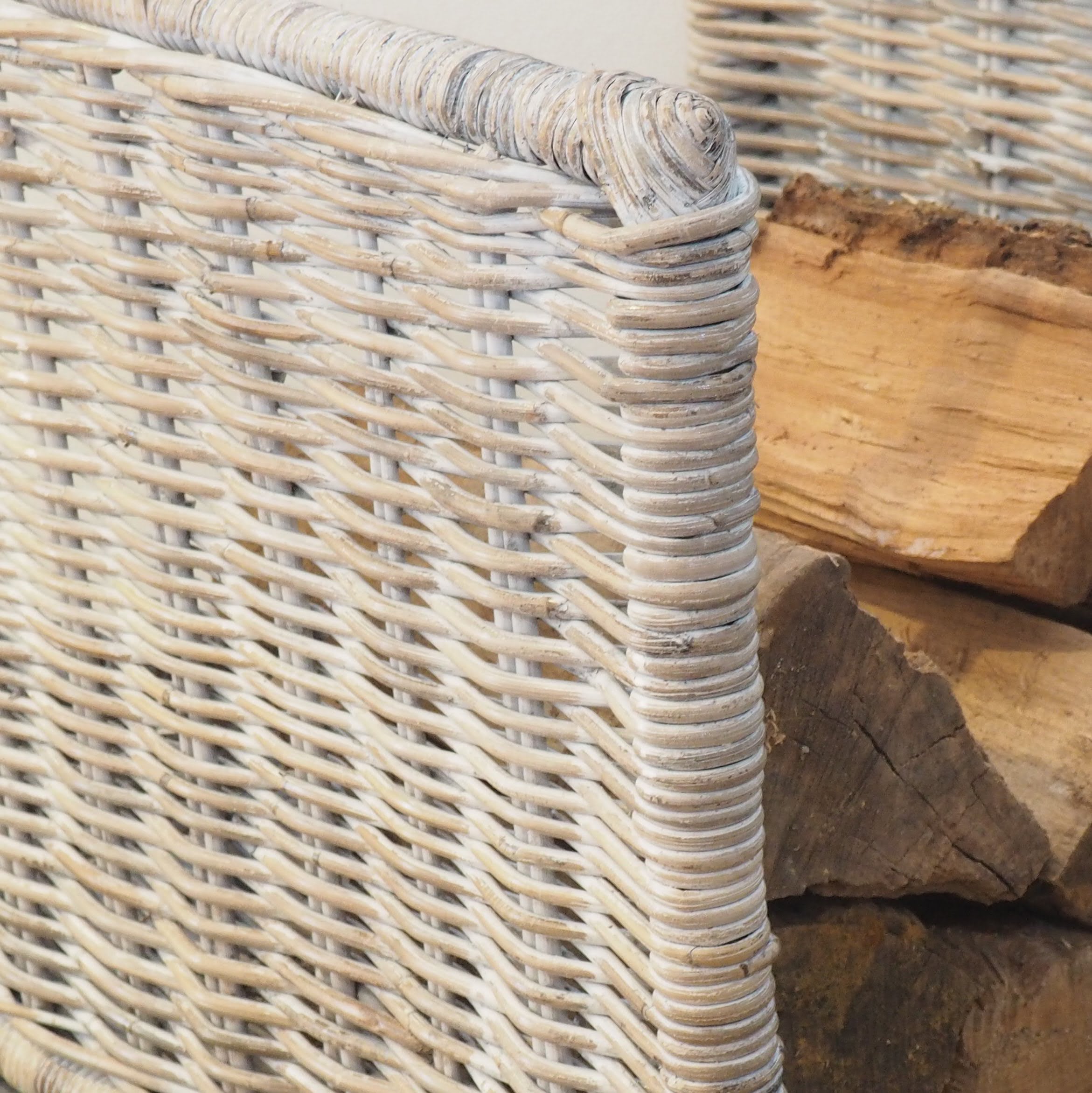 Log basket for fireplace wicker